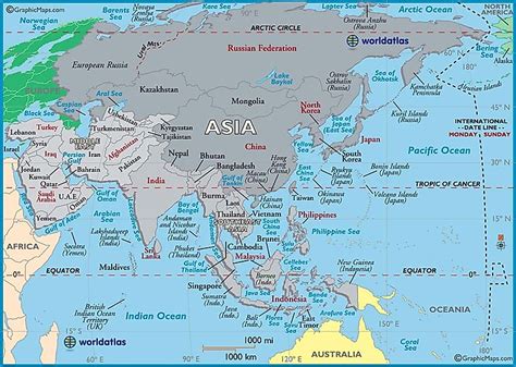 Large Map Of Asia Easy To Read And Printable