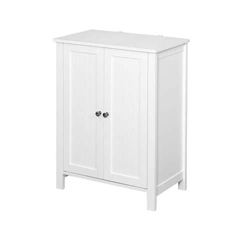 Urtr White Wood Accent Storage Cabinet With 2 Doors And Adjustable