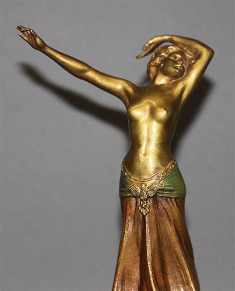 Cold Painted Austrian Bronze Of Semi Nude Dancer On A Marble Base