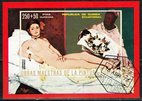 Ecuatorial Guinea Art Famous Manet Painting Nude Olympia Souvenir Sheet