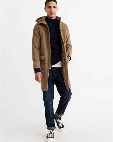 abercrombie and fitch men s camel duffle coat flawless crowns
