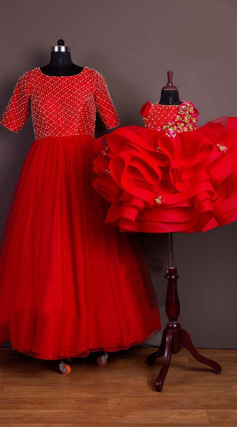 Buy Red Net Mother Daughter Combo Mother Daughter Dresses Matching