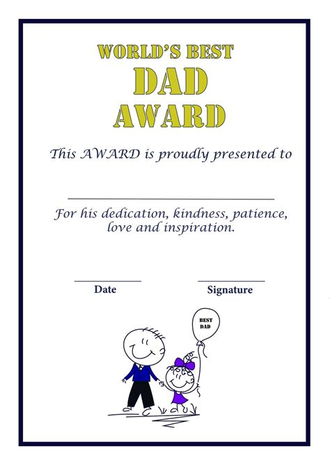Worlds Best Dad Award Certificate From Daughterson Etsy