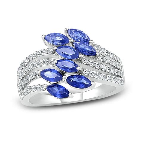 Blue And White Lab Created Sapphire Ring Sterling Silver