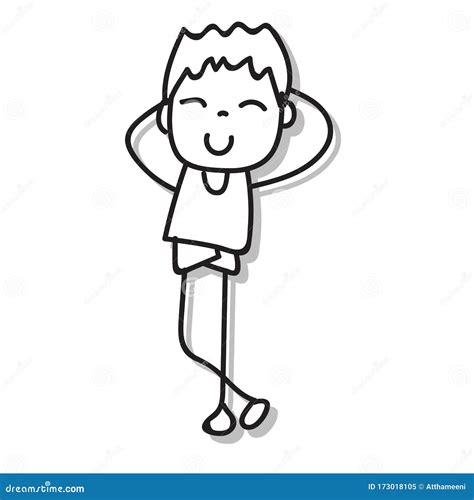 Dibujo Manual Caricatura Personaje De Dibujos Animados Feliz Niño