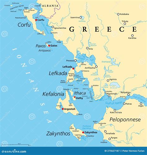 Ionian Islands Region Of Greece Greek Islands In Ionian Sea Political