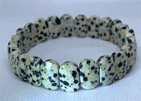 Dalmation Jasper Bracelet Faceted Oval Shaped Unisex Etsy