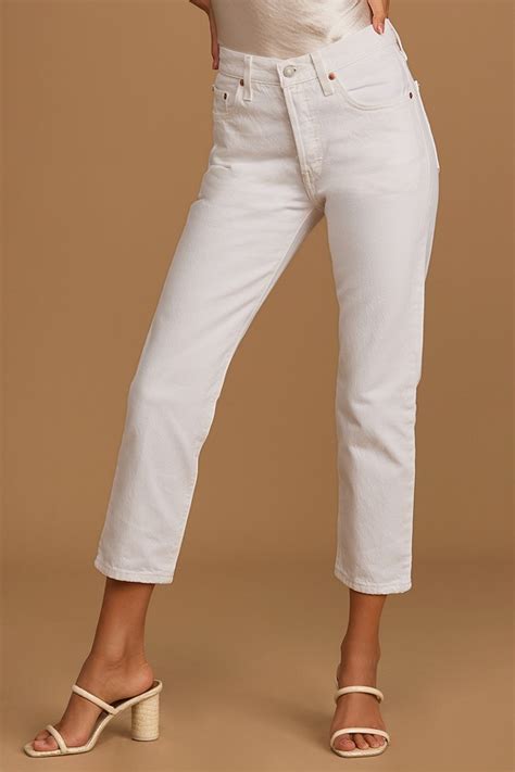 Levis 501 Crop Jeans White Denim Jeans Womens Denim Jeans Lulus