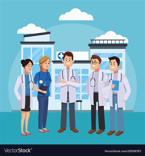 Medical Teamwork Cartoon Royalty Free Vector Image