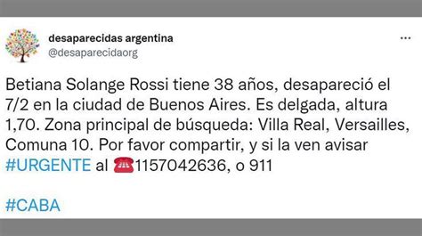 Buscan Incansablemente A Betiana Solange Rossi La Mujer Que