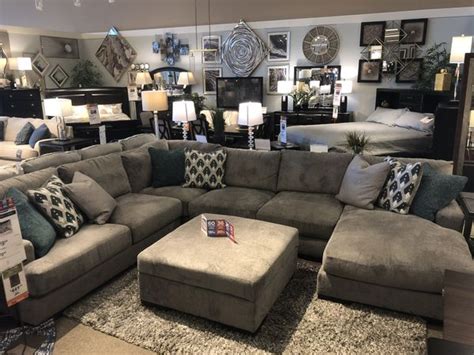 Ashley Furniture Bardarson 4 Piece Silver Grey Sectional Sofa For Sale