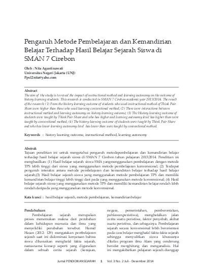 Pengaruh Metode Pembelajaran Dan Kemandirian Belajar Terhadap Hasil