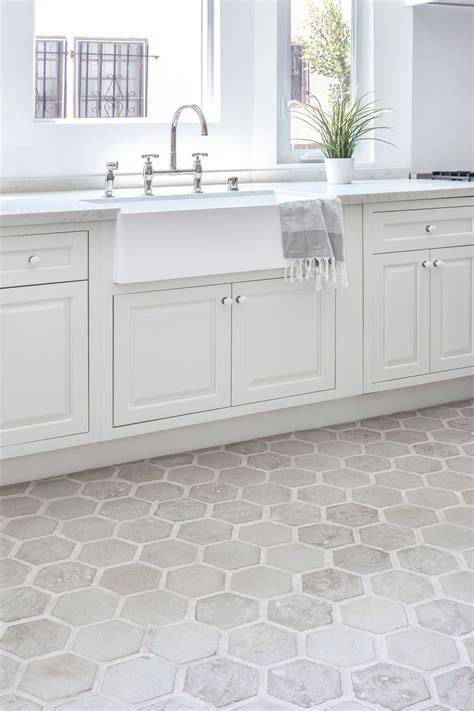 White Hexagon Kitchen Floor Tiles Carman Merriman