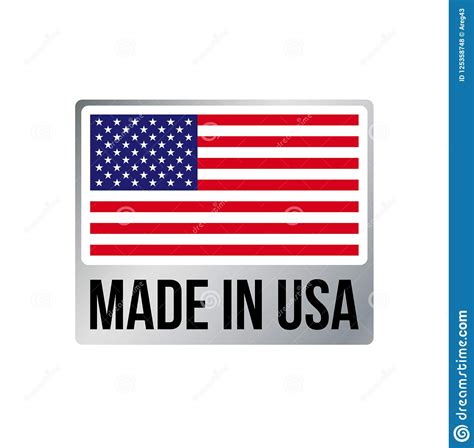 Made In Usa Silver Frame Icon Vector American Flag Stock Vector