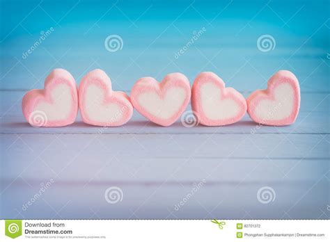 Pink Heart Shape Marshmallow For Love Theme And Valentine