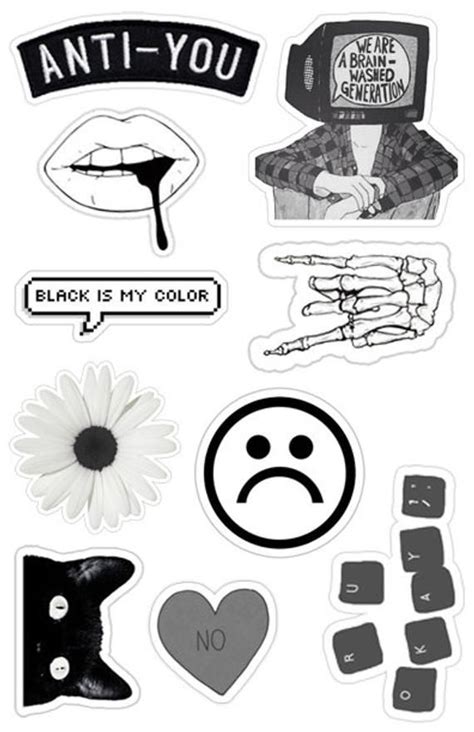 Discover millions of popular & trending #aesthetic hashtags. Black & White Grunge Sticker Pack (10) - #black #Grunge # ...