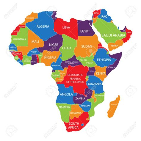 Ilustración De áfrica Mapa De áfrica Con Nombres De Países Aislados