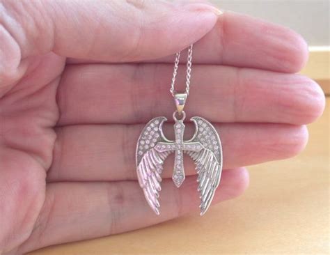 925 Angel Wing Silver Cross Pendant And 18 By Joannasjewellerycouk