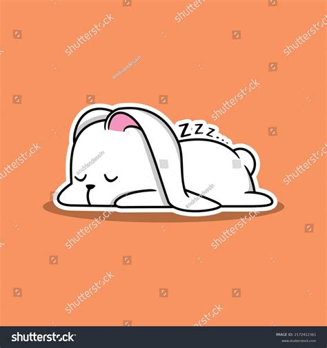 Vector Illustration Cute White Bunny Sleeping Stock Vector Royalty