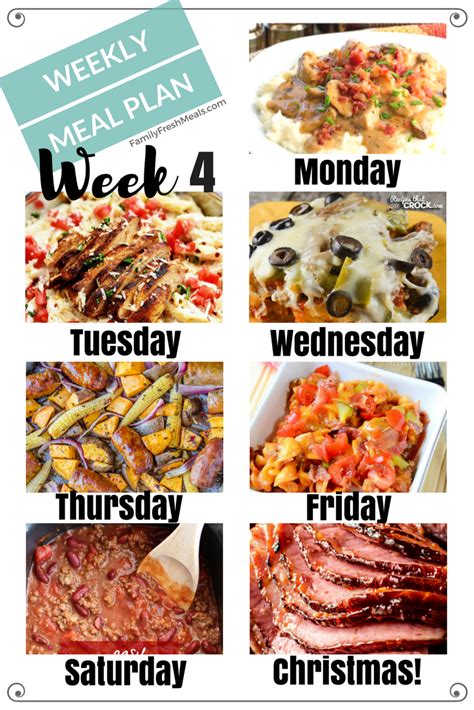 Easy Weekly Meal Plan Week 4 Week Meal Plan Meals For The Week Easy Weekly Meals
