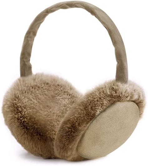 Synmixx Ear Warmers Winter Ear Muffs Foldable Adjustable Washable Brown