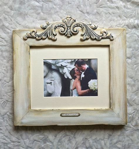 8x10 Wedding Frame White Gold Wood Personalize Jeweled Diamond