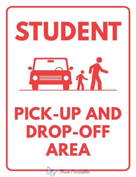 Printable Student Pick Up And Drop Off Area Sign