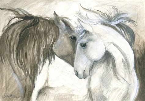 Two Wild Horses Drawing By Isabelle Brent Ep Galand Saatchi Art