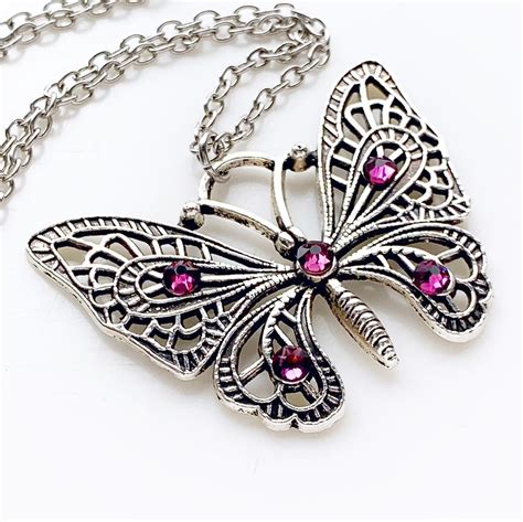 Butterfly Necklace Birthstone Necklace Mothers Day T For Etsy