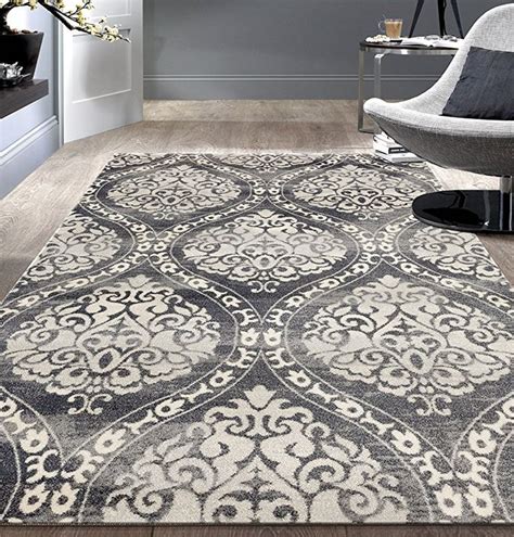 Transitional Floral Damask Area Rug 5 X 7 Gray Floral Area Rugs