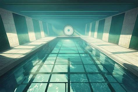 Swimming Pool With Underwater View Of Swimming Lanes And Diving Boards Stock Illustration