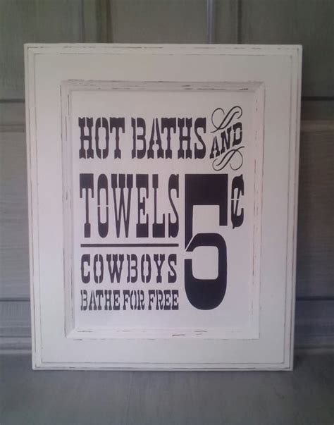 Shabby White Black Bathroom Sign Country By Rustybcreations
