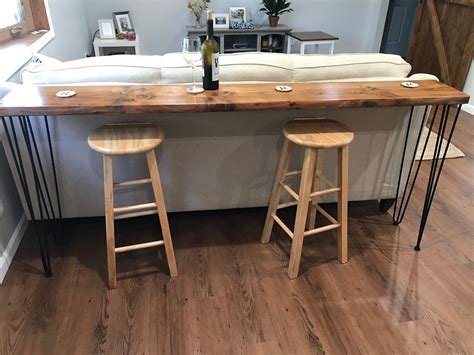 Reclaimed Wood Bar Table With Hairpin Legs Custom Sofa Bar Etsy