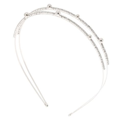 Silver Embellished Double Row Headband Icing Us Silver Fashion