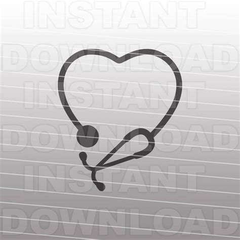 Stethoscope Heart Nursing Svg File Cutting Template Clip Art Etsy