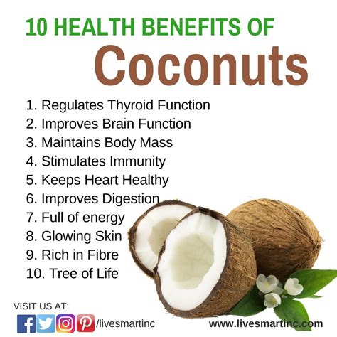 10 Health Benefits Of Coconuts Coconuts Livesmartinc Smartinc
