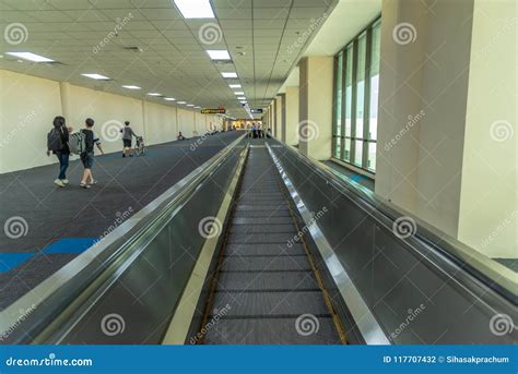 Airport Walkway In The Don Mueang International Airport Editorial