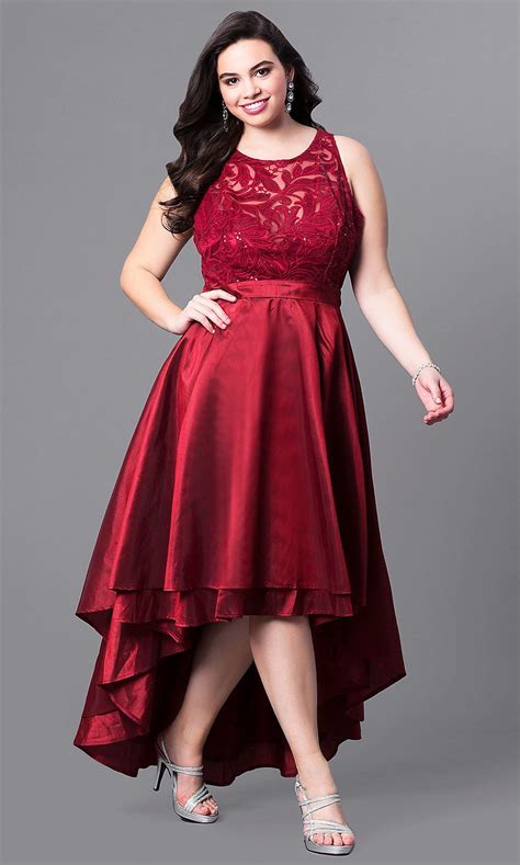 High Low Plus Size Wedding Guest Dress With Lace Plus Size Prom