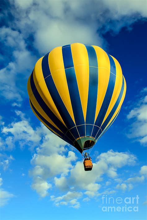 Yellow And Blue Striped Hot Air Balloon Photograph By Robert Bales