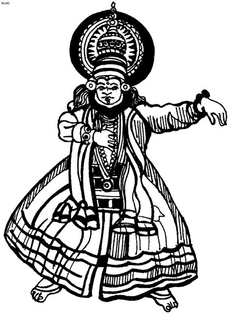 Folk Dances Of India Coloring Pages Kathakali Classical Dance Coloring