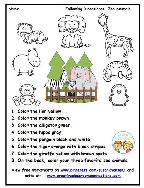 This Zoo Worksheet Provides Practice For Students To Read And Follow