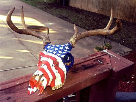 Hand Painted American Flag On Deer Skull My Creation Antler Projects
