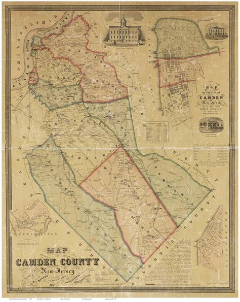 Camden County New Jersey 1857 Old Map Reprint Old Maps