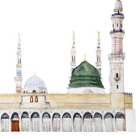 Nabawi Mosque Printable Illustration Wall Art Print Etsy