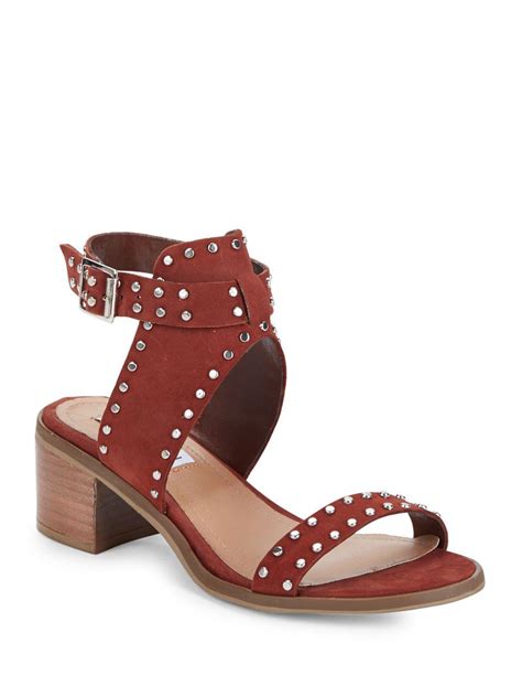 Steve Madden Gila Leather Studded Sandals In Rust Red Lyst