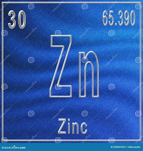 Zinc Chemical Element Sign With Atomic Number And Atomic Weight Stock