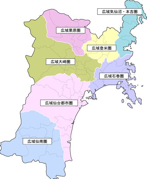 Its capital city is 仙台 (sendai). 宮城県地域区分図 - 宮城県公式ウェブサイト