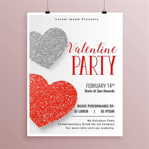 Stylish Valentines Day Party Flyer Template Download Free Vector Art