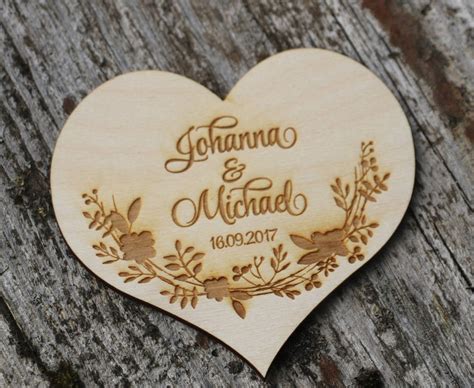 Personalized Wood Wedding Heartengraved Wedding Heart Laser Etsy