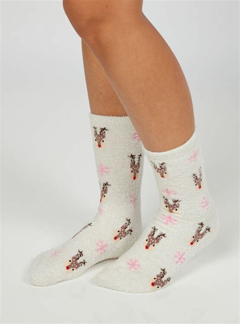 Reindeer Cosy Socks Ivory Mix Boux Avenue Uk